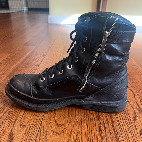 Harley-Davidson Black Leather Lace-Up Boots with side zipper main image 4